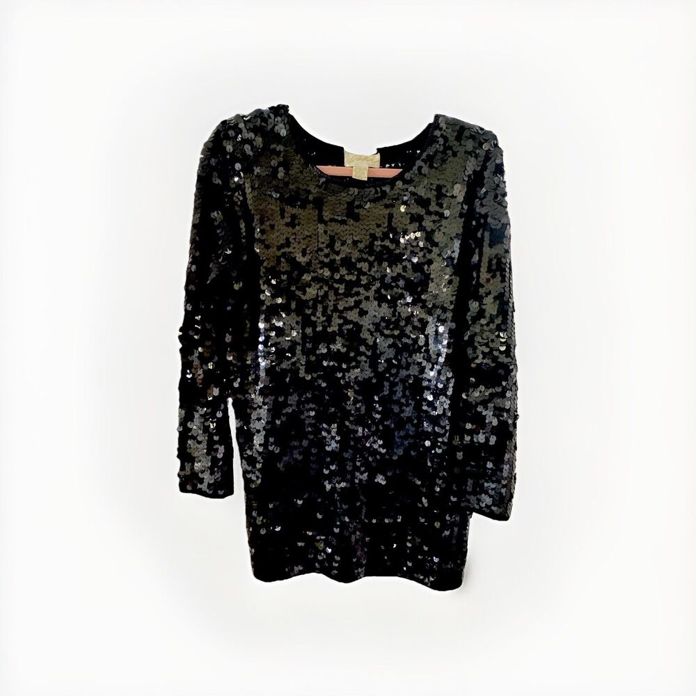 Destinee Black Sequin Mini Spandex Dress  Hollywood Glam Formal Prom Size  8 M